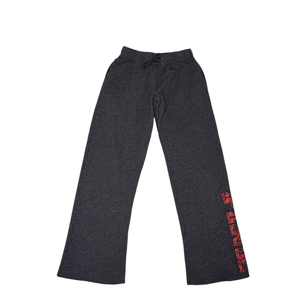 Victoria's Secret PINK Womens Sweatpants‎ XS Gray Red Plaid Logo Wide Leg Raw